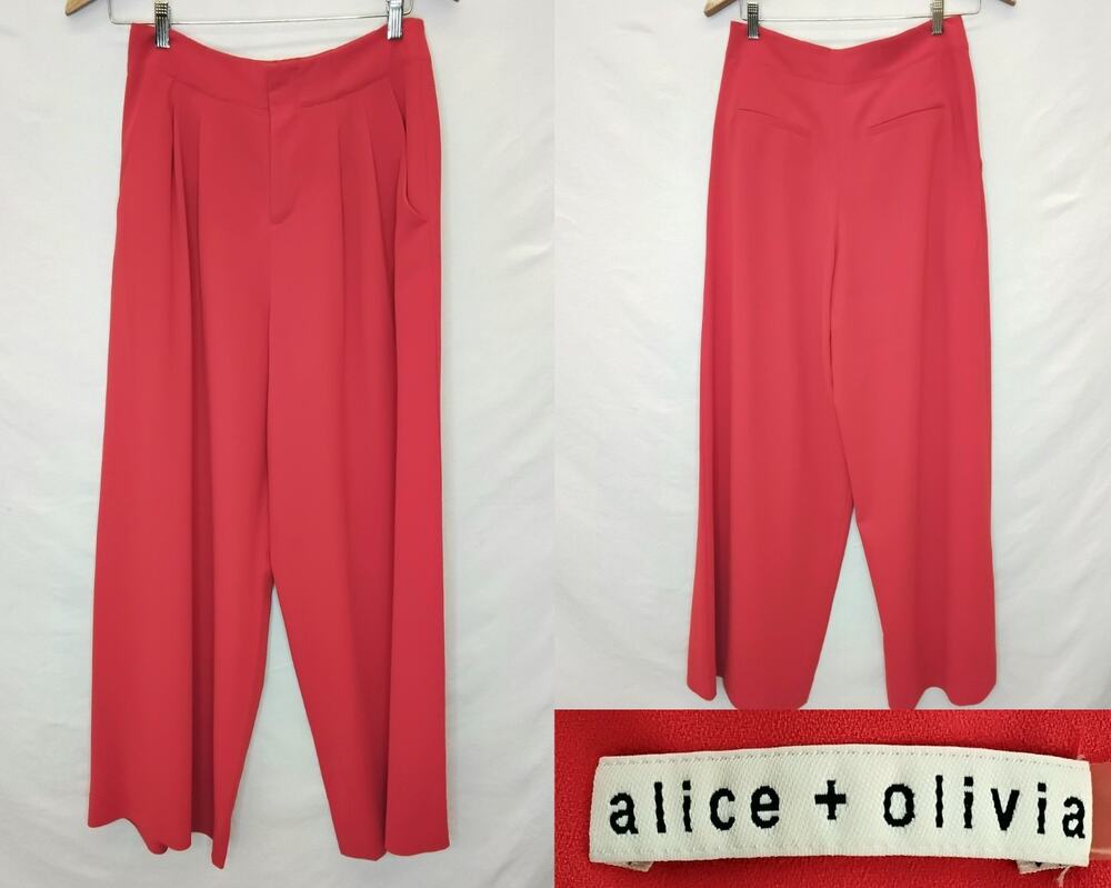 Alice + Olivia Wide Leg Pants Womens 27x30 Red High Waisted #J5933